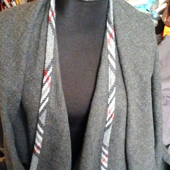 V. Fraas plaid trim open faced cape - Picture 1 of 9